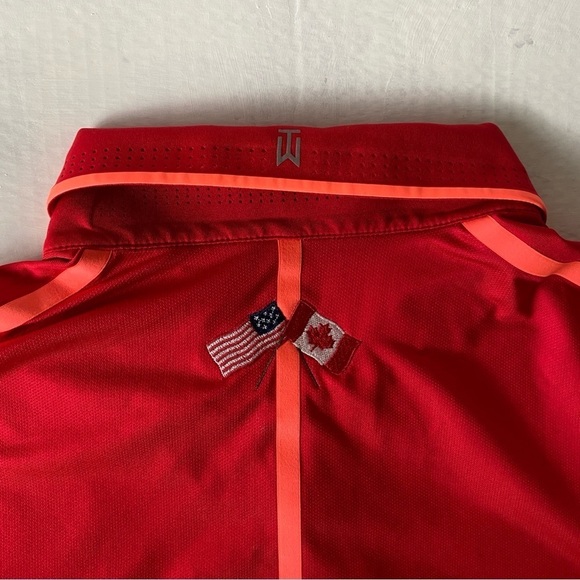 Nike Tiger Woods Collection TW Glow Polo Golf Shirt XL Canada/USA Flag Dri-Fit - Picture 4 of 11